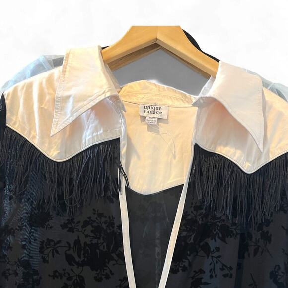 Unique Vintage 1950s Black Flocked  Dia De Los Muertos Duster Sz #3 M #50 - Picture 5 of 5